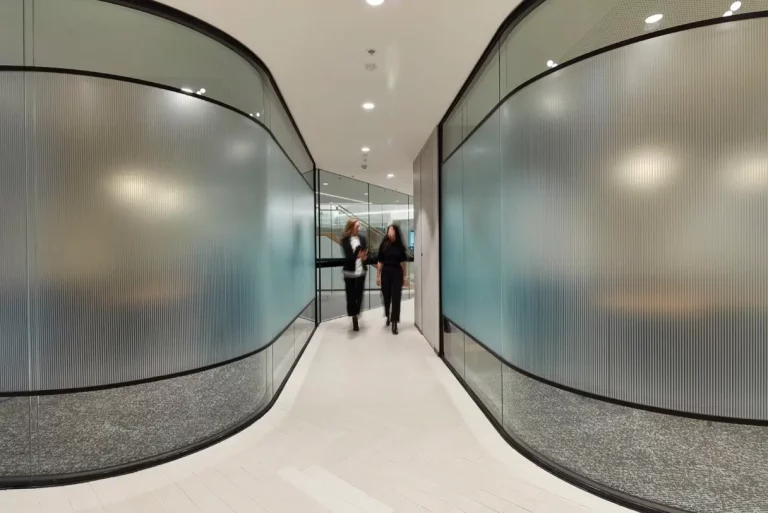 Glazing films, signage company, custom glazing films, fluted window signage, window signage, room privacy films, office design