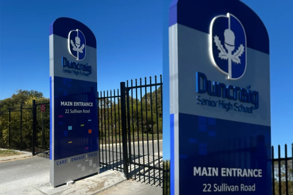 Custom Signs Perth, Pylon Signage In Perth, Pylon Signs for schools, Educational Signage, School Entrance Statement