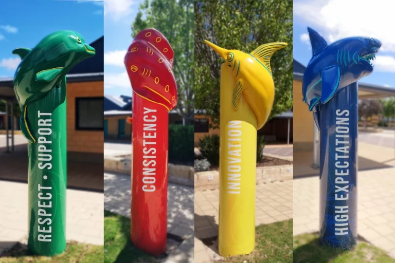 School Signage, Custom School Signs Perth, Fraction School Signs, Totem Poles for Schools, School Value Signage