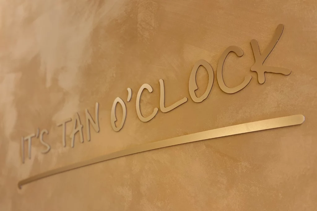 Bronze Branded Messaging Signage, Wall Signage, 3d lettering signage, Beauty Salon Signage, Wellness Signage Perth, Tanning Studio Perth, Business Signage
